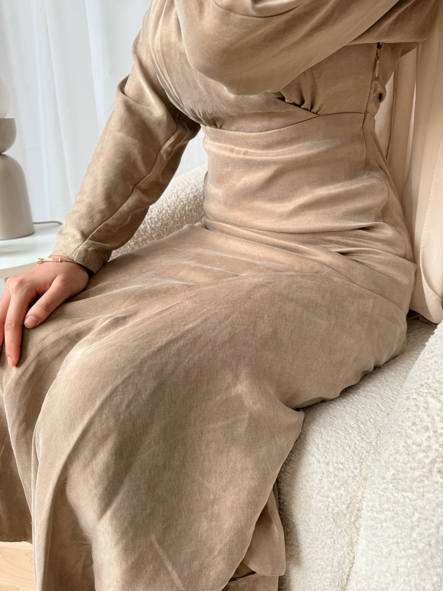 MIMYA Beige Maxi Column Dress